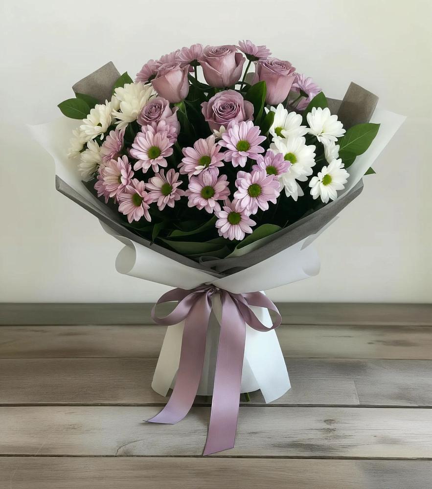 Букет цветов из: Хризантемы и Розы в Мелихово
