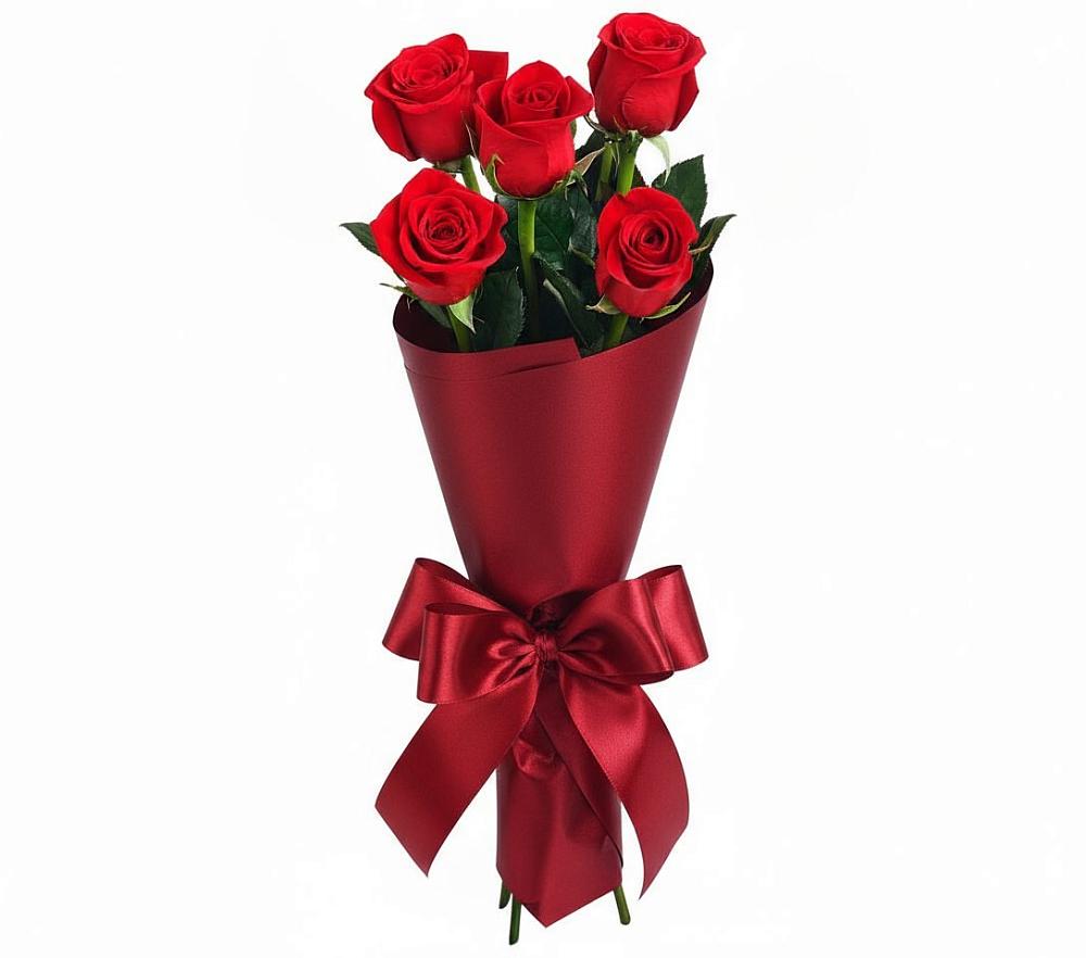 Букет 5 Красных роз Эдлесс Лав в Мелихово