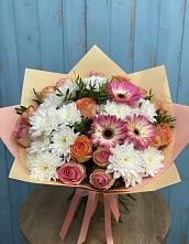 Букет цветов из:  Розы, Герберы и Хризантемы в Мелихово