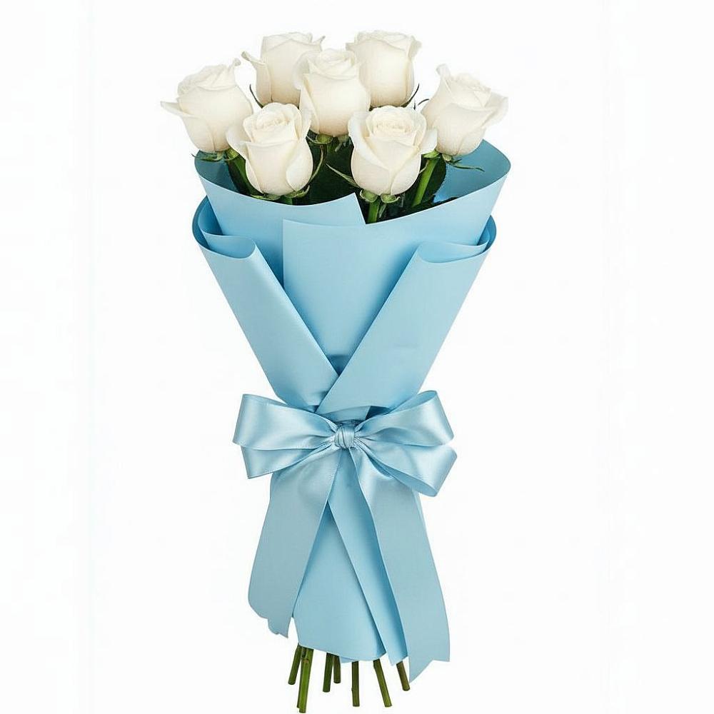 Букет 7 белых роз Проуд в Мелихово