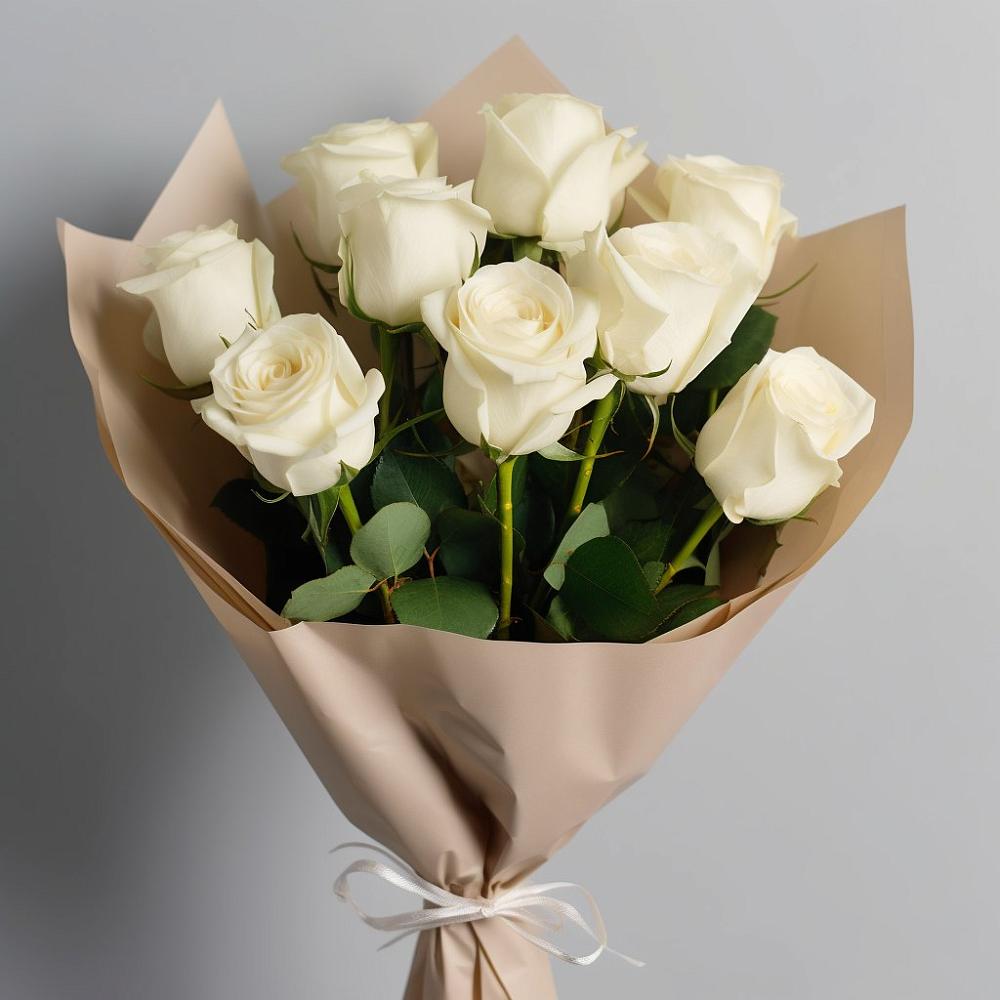 Букет 9 Белых роз Эдлесс Лав в Мелихово