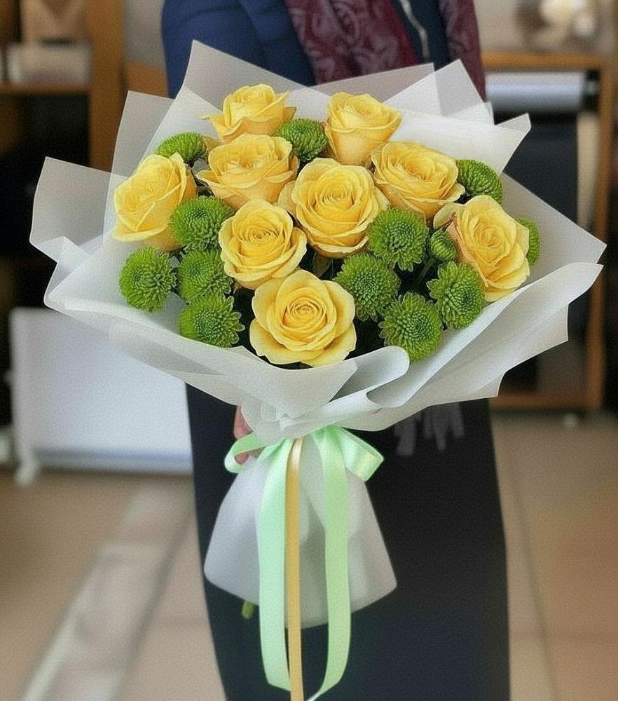 Букет цветов из: Хризантемы и Розы в Мелихово