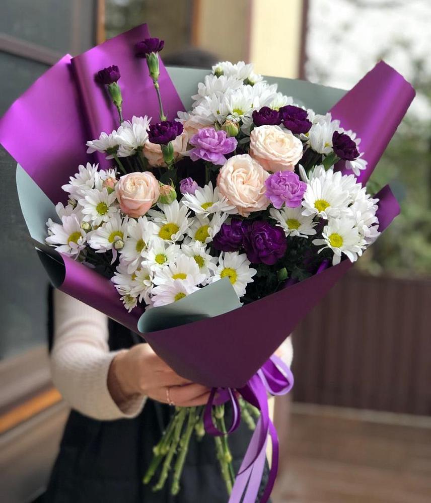 Букет цветов из: Хризантемы, Гвоздики и Розы в Мелихово