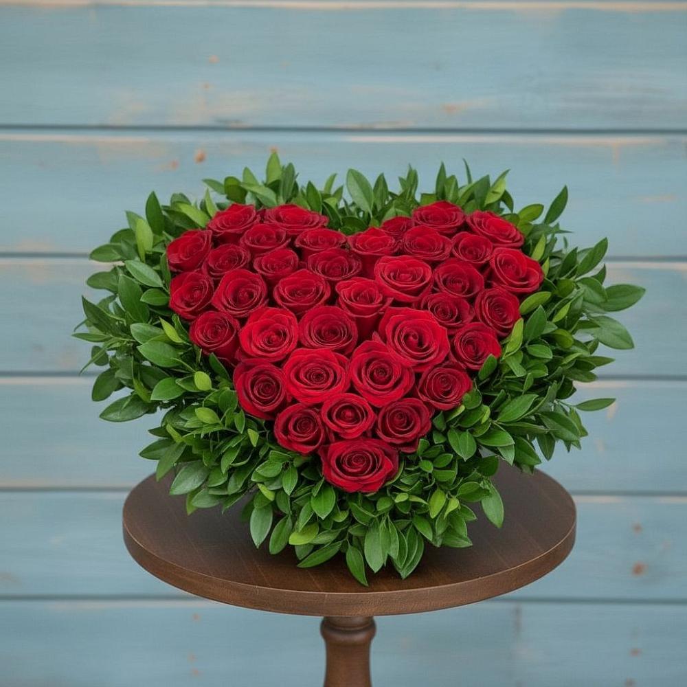 Цветочная композиция из Розы в виде сердца в Мелихово