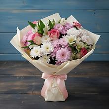 Букет цветов из:  Хризантемы, Альстромерии и Розы в Мелихово