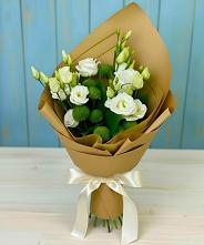 Букет цветов из:  Хризантемы и Лизиантусы #REPLACE_PRED# Мелихово