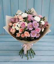 Букет цветов из:  Хризантемы, Розы и Альстромерии в Мелихово