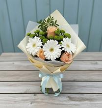 Букет цветов из:  Герберы, Розы и Хризантемы в Мелихово